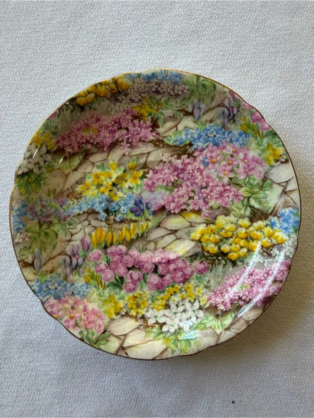 VTG Shelle England Teacup & Saucer Bone China Chintz Rock Garden